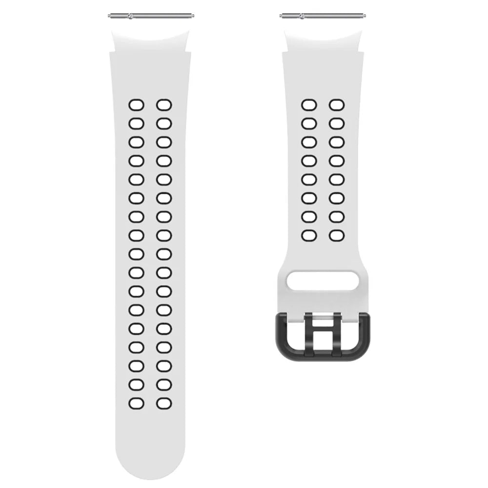 For Samsung Galaxy Watch6 40mm 44mm / Watch6 Classic 43mm 47mm / Watch 5 40mm 44mm / 5 Pro 45mm / Watch4 40mm 44mm Dual-Color Replacement Watch Strap 20mm Silicone Watchband - White / Black - 4