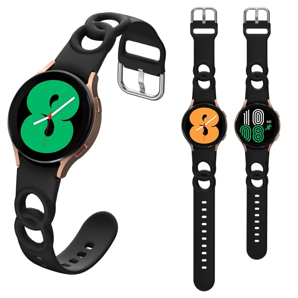For Samsung Galaxy Watch6 40mm 44mm / Watch6 Classic 43mm 47mm / Watch 5 40mm 44mm / 5 Pro 45mm / Watch4 40mm 44mm Quick Release Watch Band Set Silicone Hollow Watch Strap 20mm Replacement Watchband - Black - 5