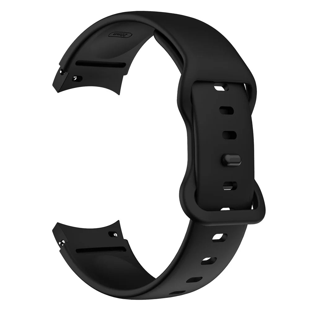 For Samsung Galaxy Watch4 Classic 42mm / 46mm / Watch4 Active 40mm / 44mm Silicone Watch Band Wrist Strap with Adjustable Buckle - Black - 1