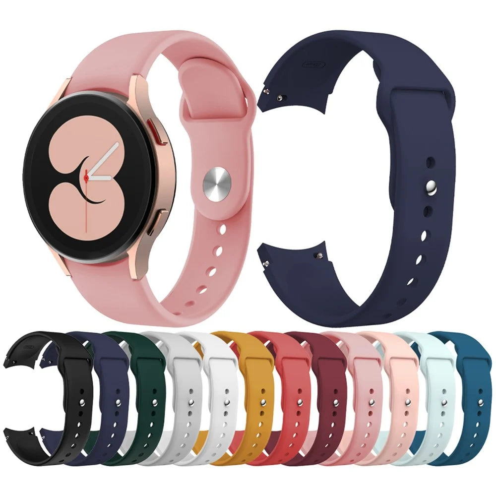 For Samsung Galaxy Watch6 40mm 44mm / Watch6 Classic 43mm 47mm / Watch 5 40mm 44mm / 5 Pro 45mm / Watch4 40mm 44mm Quick Release Watch Band Silicone Watch Strap 20mm Watchband - Black - 4