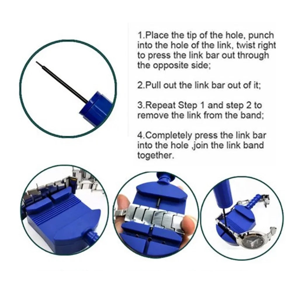 Stainless Steel Watch Band Splitter Manual Metal Watch Chain Pin Disassemble Watch Repair Tool - Blue - 3
