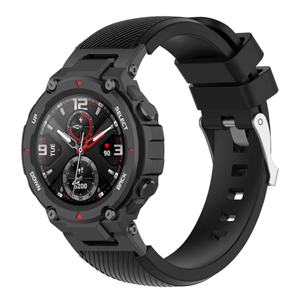 For Huami Amazfit T-Rex  /  T-Rex Pro  /  Ares Twill Texture Watch Band Silicone Watch Strap Universal 22mm Replacement Watchband - Black - 2