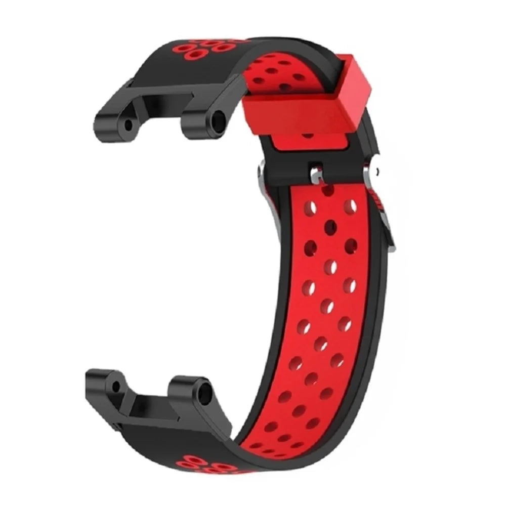 For Huami Amazfit T-Rex  /  T-Rex Pro  /  Ares, Dual-Color 22mm Watch Band Silicone Watch Strap Replacement Watchband with Multi-Hole Design - Black / Red - 1