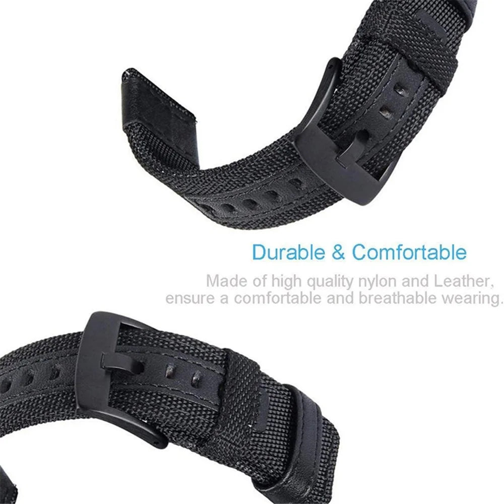 For Huami Amazfit T-Rex  /  T-Rex Pro  /  Ares Watch Strap with Buckle Nylon+Leather Watch Band Universal 22mm Quick Release Watchband - Green - 6