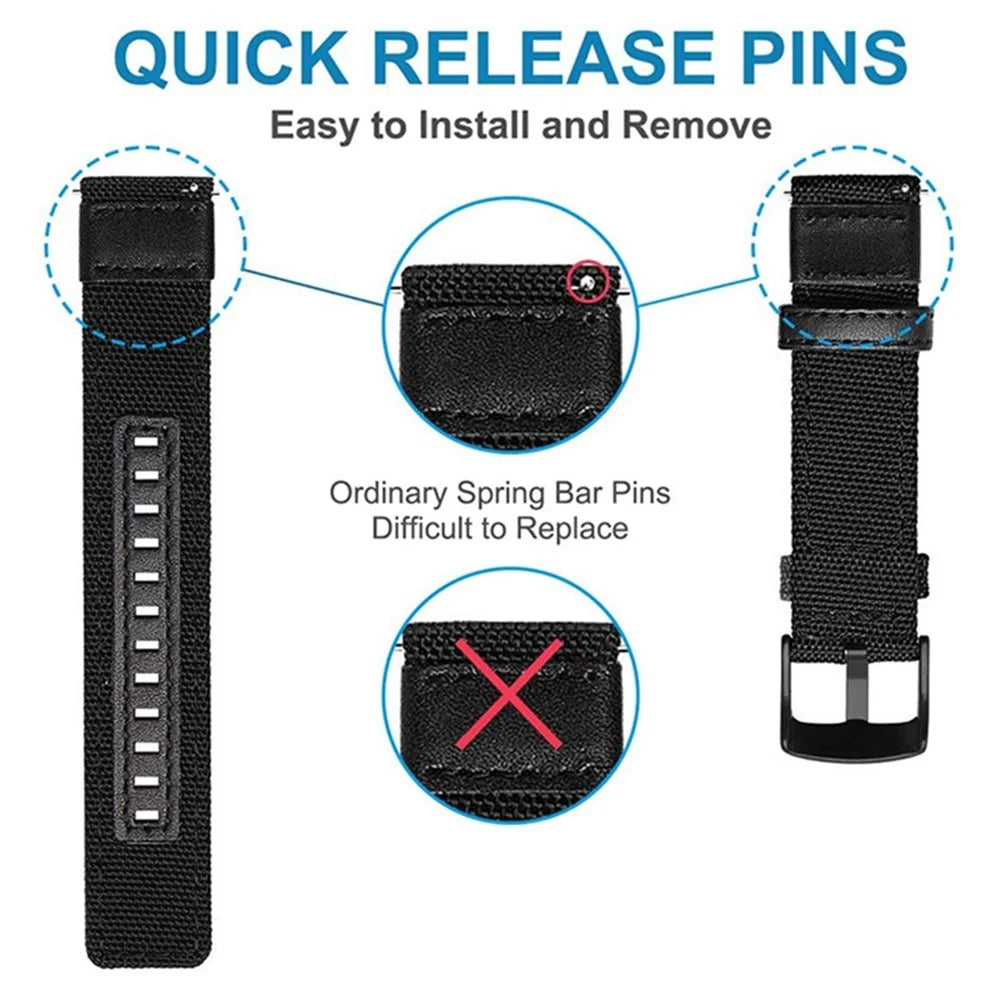 For Huami Amazfit T-Rex  /  T-Rex Pro  /  Ares Watch Strap with Buckle Nylon+Leather Watch Band Universal 22mm Quick Release Watchband - Green - 7