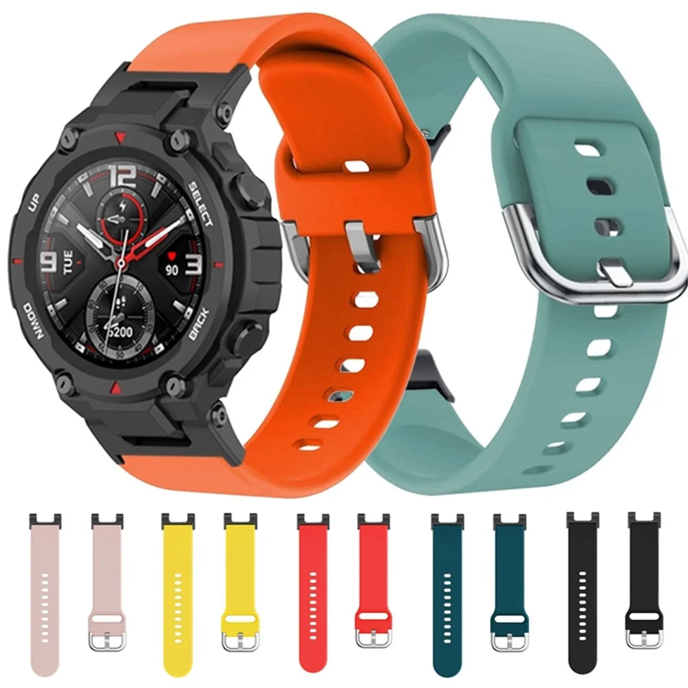 For Huami Amazfit T-Rex / T-Rex Pro / Ares Band Replacement 22mm Silicone Watch Strap Square Buckle - White - 4