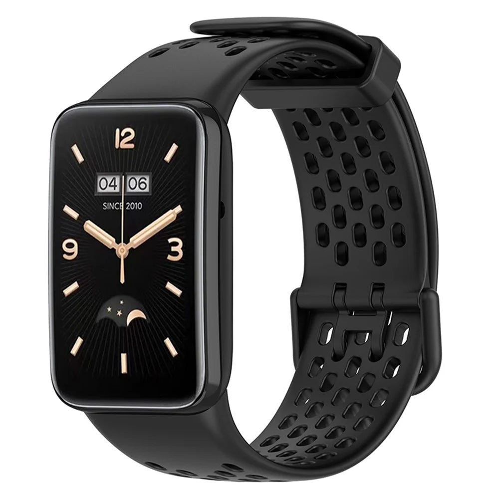 For Xiaomi Mi Band 7 Pro Soft Silicone Watch Strap Wear-resistant Breathable Replacement Band - Black - 1