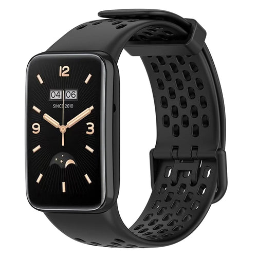 For Xiaomi Mi Band 7 Pro Soft Silicone Watch Strap Wear-resistant Breathable Replacement Band - Black - 1