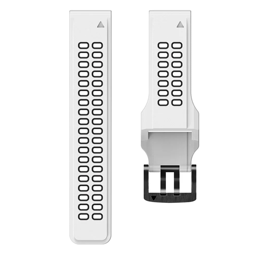For Garmin Fenix 7X / 6X / 5X Dual Color Watch Strap Soft Silicone  Replacement Watch Band with Stainless Steel Buckle - White / Black - 5