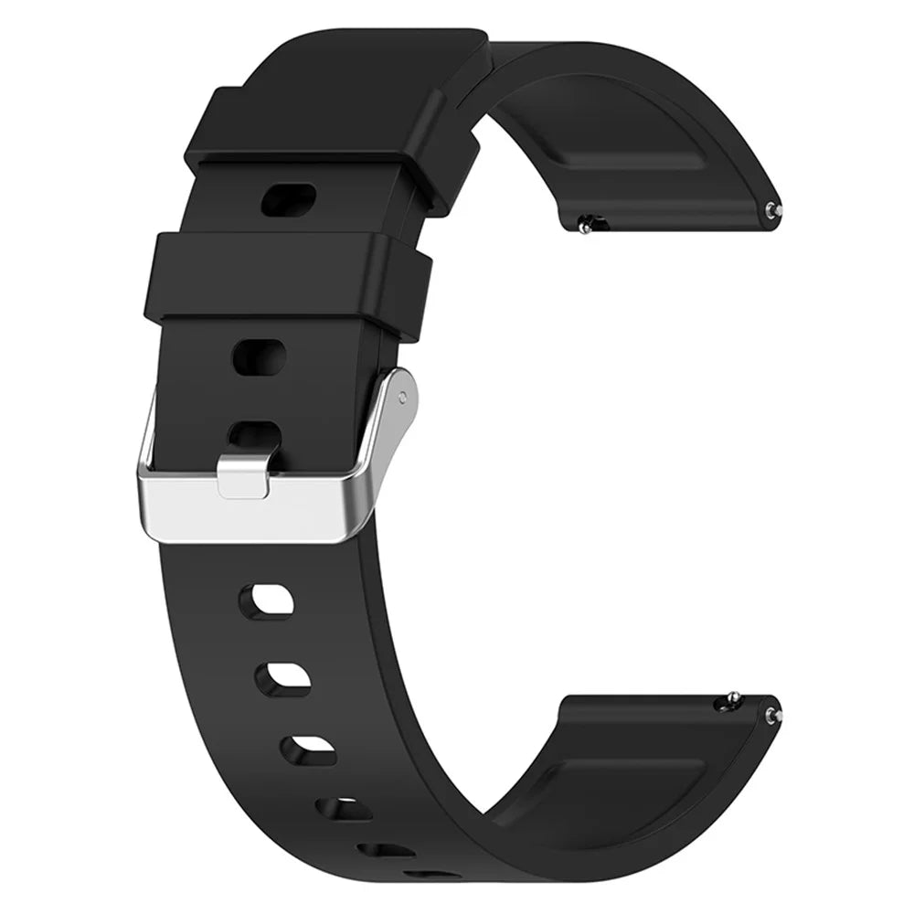 For Huami Amazfit Bip 3 / Bip S Soft Silicone Wrist Band Smart Watch Replacement Strap with Silver Buckle - Black - 3