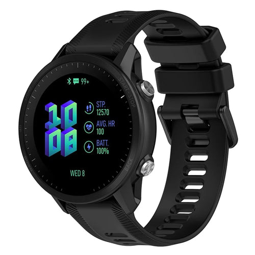 For Garmin Forerunner 955 Twill Design Soft TPU Adjustable Smart Watch Replacement Strap - Black - 1