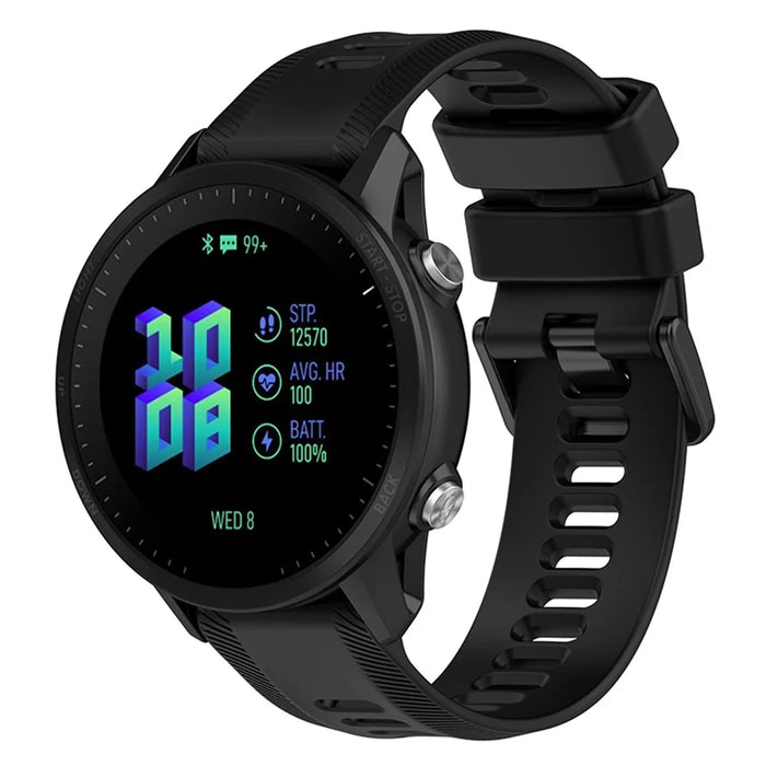 For Garmin Forerunner 955 Twill Design Soft TPU Adjustable Smart Watch Replacement Strap - Black - 1