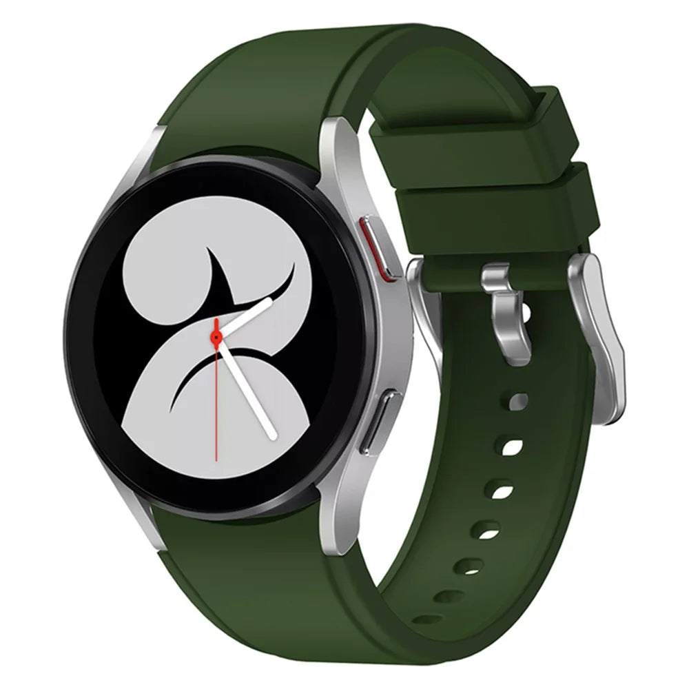 For Samsung Galaxy Watch6 40mm 44mm / Watch6 Classic 43mm 47mm / Watch 5 40mm 44mm / 5 Pro 45mm / Watch4 40mm 44mm Silicone Watchband Strap with Stainless Steel Buckle - Army Green - 1