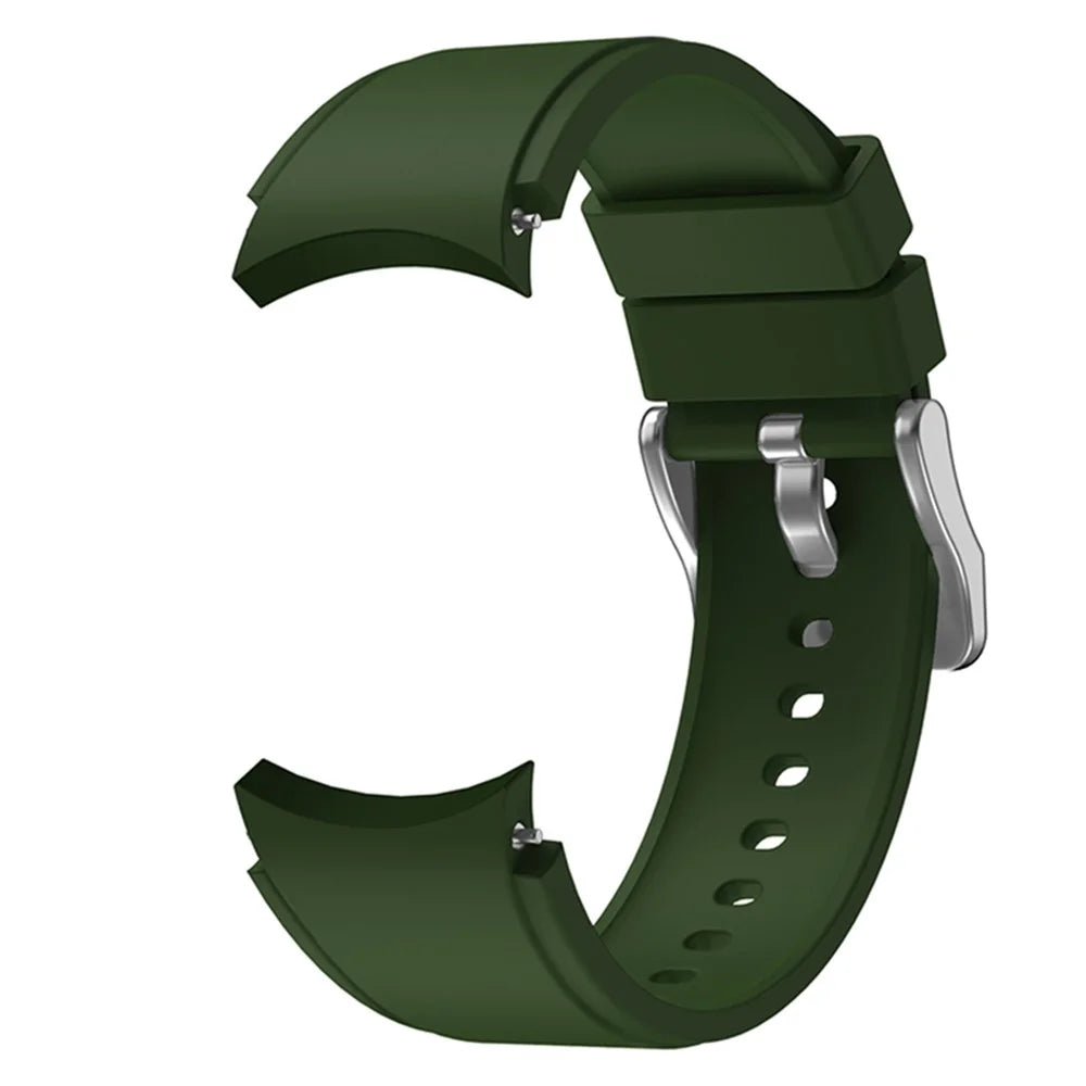 For Samsung Galaxy Watch6 40mm 44mm / Watch6 Classic 43mm 47mm / Watch 5 40mm 44mm / 5 Pro 45mm / Watch4 40mm 44mm Silicone Watchband Strap with Stainless Steel Buckle - Army Green - 2
