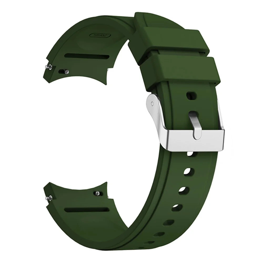 For Samsung Galaxy Watch6 40mm 44mm / Watch6 Classic 43mm 47mm / Watch 5 40mm 44mm / 5 Pro 45mm / Watch4 40mm 44mm Silicone Watchband Strap with Stainless Steel Buckle - Army Green - 3