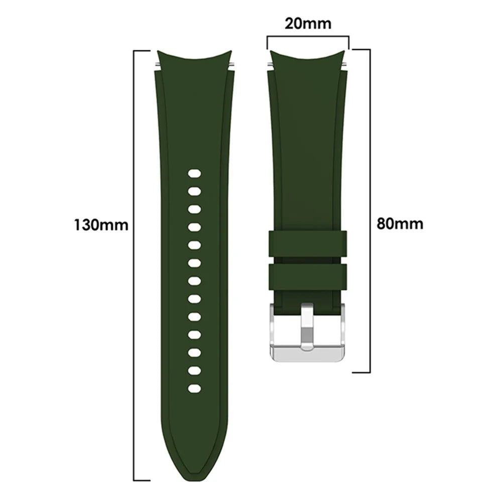 For Samsung Galaxy Watch6 40mm 44mm / Watch6 Classic 43mm 47mm / Watch 5 40mm 44mm / 5 Pro 45mm / Watch4 40mm 44mm Silicone Watchband Strap with Stainless Steel Buckle - Army Green - 4