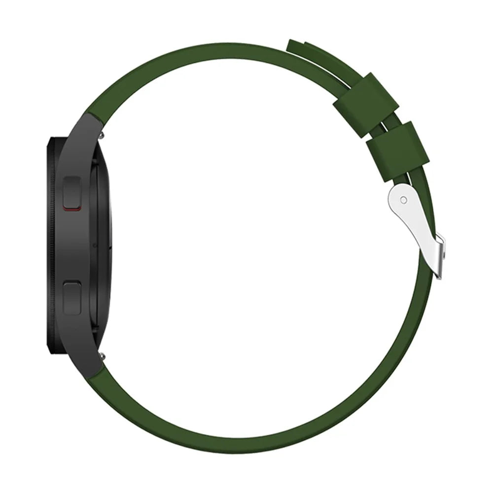 For Samsung Galaxy Watch6 40mm 44mm / Watch6 Classic 43mm 47mm / Watch 5 40mm 44mm / 5 Pro 45mm / Watch4 40mm 44mm Silicone Watchband Strap with Stainless Steel Buckle - Army Green - 5