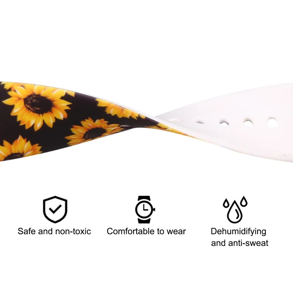 For Apple Watch Ultra 3 2 1 49mm / Series 11 10 46mm / 9 8 7 45mm / SE3 SE2 SE 6 5 4 44mm / 3 2 1 42mm Silicone Pattern Printed Watch Strap Wristband with Buckle - Color Cloud - 4