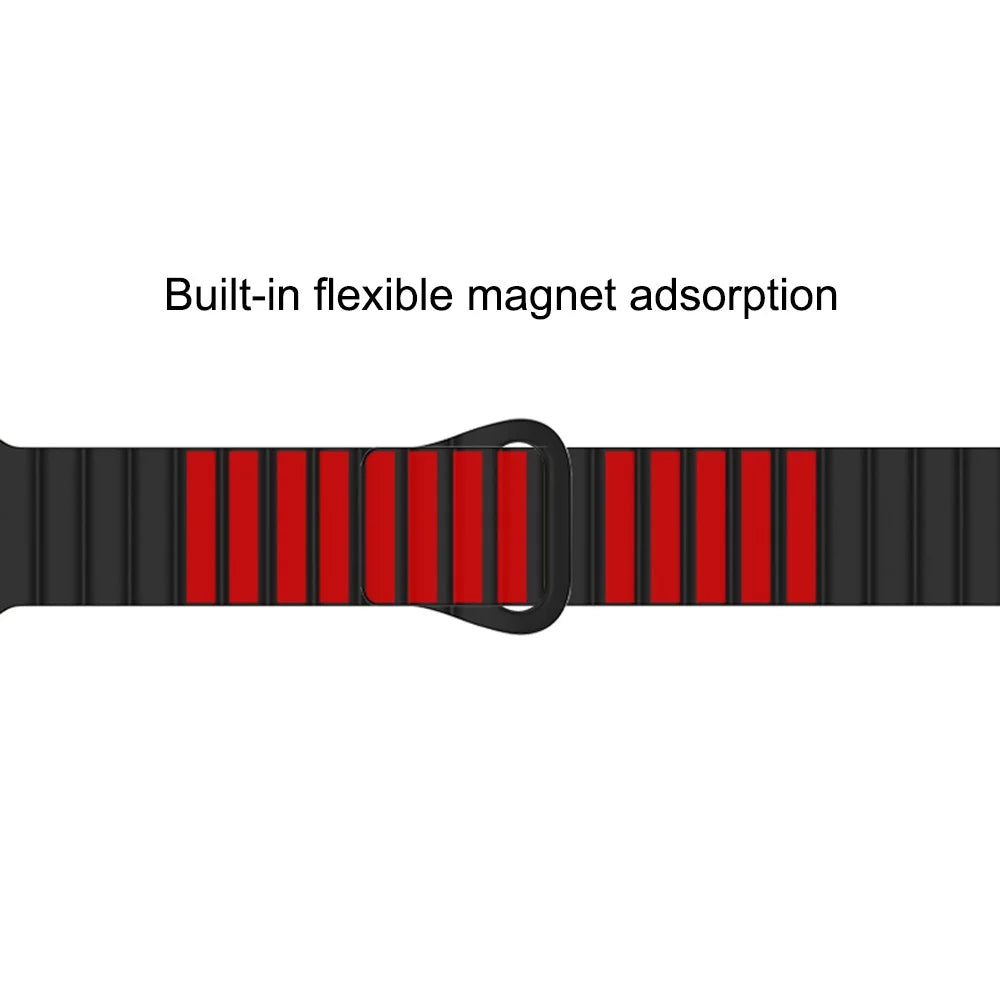For Apple Watch Series 11 10 42mm / 9 8 7 41mm / SE3 SE2 SE 6 5 4 40mm / 3 2 1 38mm Magnetic Adsorption Replacement Strap Silicone Watch Band with Tail Buckle - Black - 6