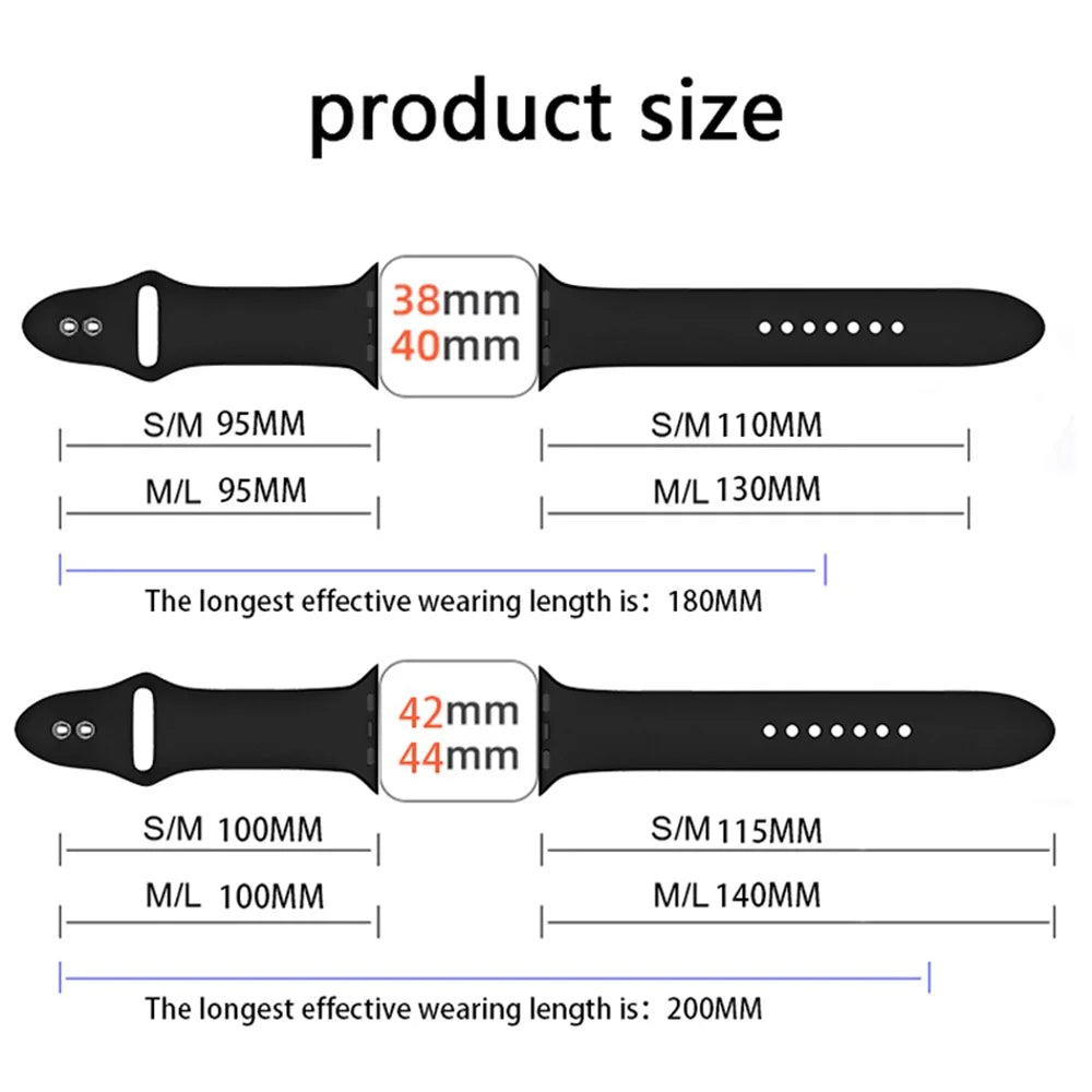 For Apple Watch Ultra 3 2 1 49mm / Series 11 10 46mm / 9 8 7 45mm / SE3 SE2 SE 6 5 4 44mm / 3 2 1 42mm Adjustable Silicone Watch Strap with Double Buttons Buckle, Size L - Black - 7