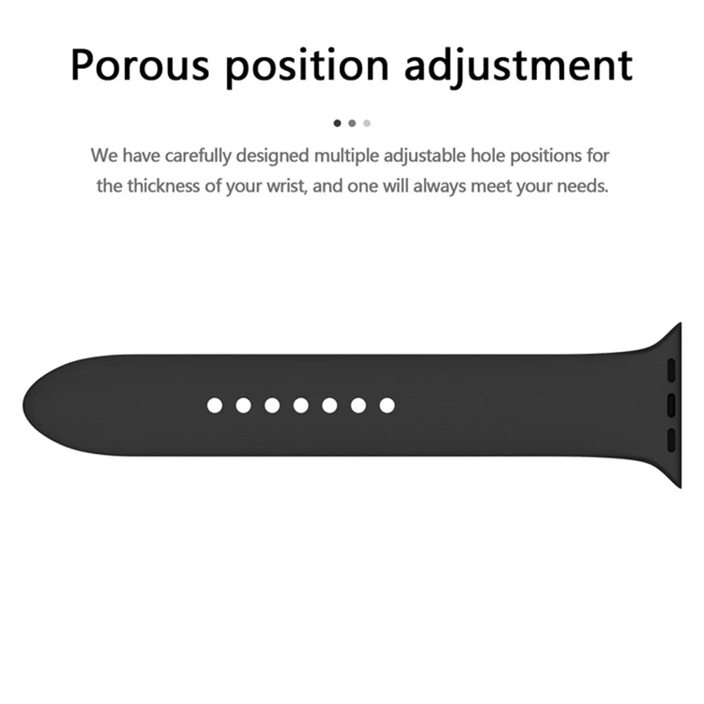 For Apple Watch Series 11 10 42mm / 9 8 7 41mm / SE3 SE2 SE 6 5 4 40mm / 3 2 1 38mm Smart Watch Silicone Strap Watchband Replacement with Double Buttons Buckle, Size L - Black - 4