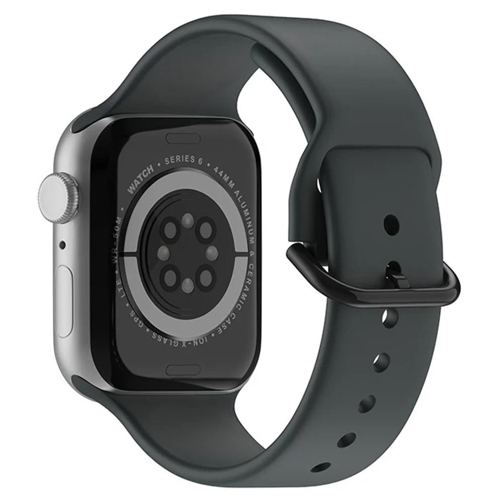 For Apple Watch Series 11 10 42mm / 9 8 7 41mm / SE3 SE2 SE 6 5 4 40mm / 3 2 1 38mm Silicone Watch Band Pin Buckle Wrist Strap Replacement - Dark Grey - 1