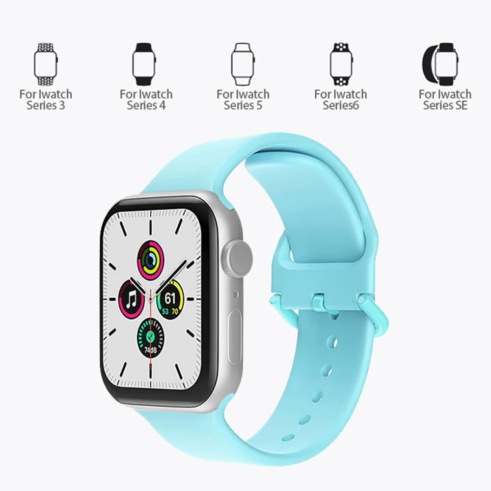 For Apple Watch Series 11 10 42mm / 9 8 7 41mm / SE3 SE2 SE 6 5 4 40mm / 3 2 1 38mm Silicone Watch Band Pin Buckle Wrist Strap Replacement - Dark Grey - 4