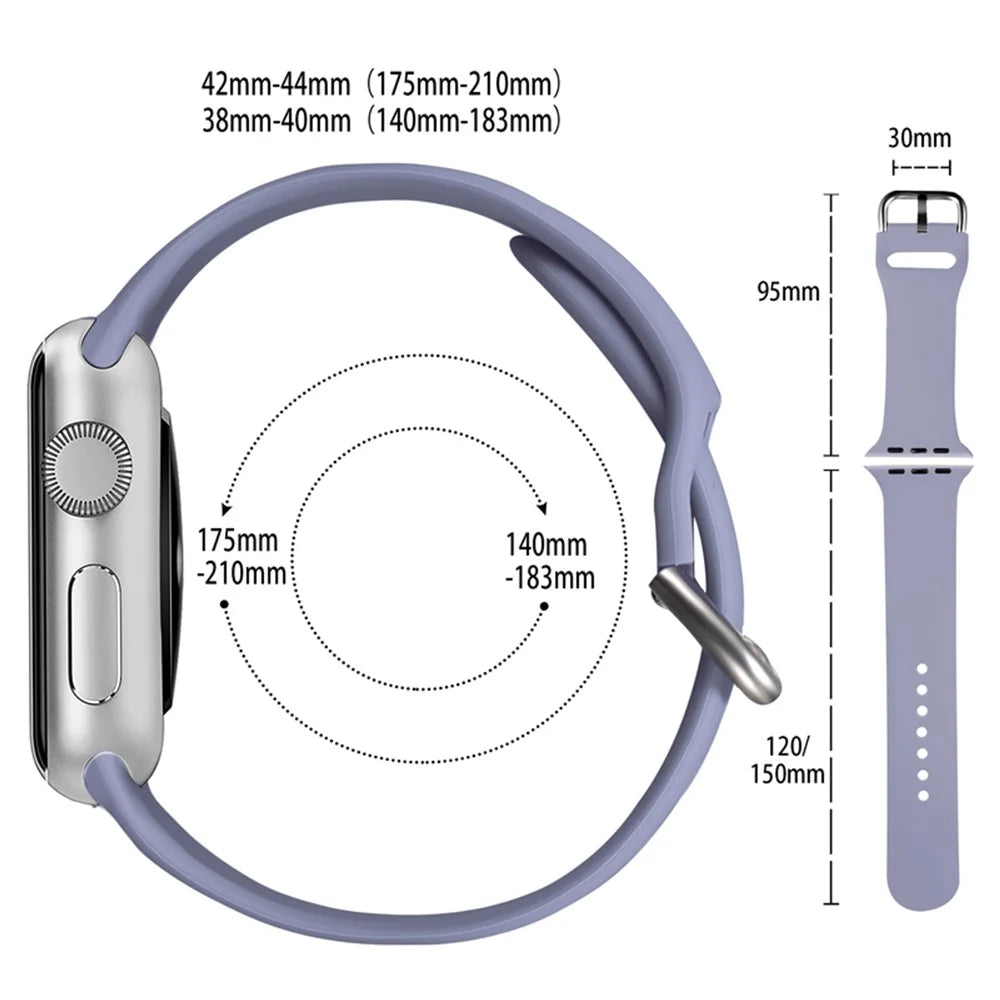 For Apple Watch Series 11 10 42mm / 9 8 7 41mm / SE3 SE2 SE 6 5 4 40mm / 3 2 1 38mm Silicone Watch Band Pin Buckle Wrist Strap Replacement - Dark Grey - 7