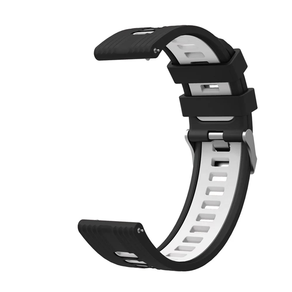 For Samsung Galaxy Watch6 40mm 44mm / Watch6 Classic 43mm 47mm / Watch 5 40mm 44mm / 5 Pro 45mm / Watch4 40mm 44mm Dual Color Watch Band 20mm Silicone Breathable Adjustable Sport Strap - Black / White - 2