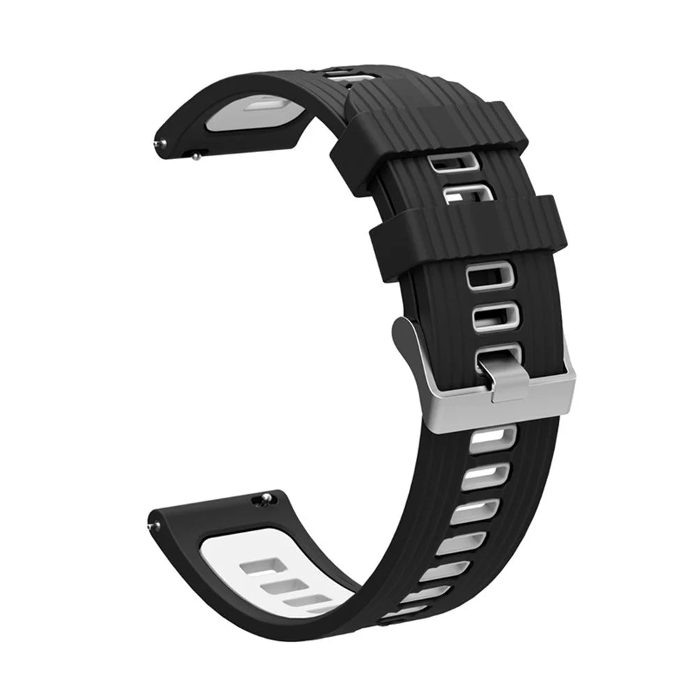 For Samsung Galaxy Watch6 40mm 44mm / Watch6 Classic 43mm 47mm / Watch 5 40mm 44mm / 5 Pro 45mm / Watch4 40mm 44mm Dual Color Watch Band 20mm Silicone Breathable Adjustable Sport Strap - Black / White - 3