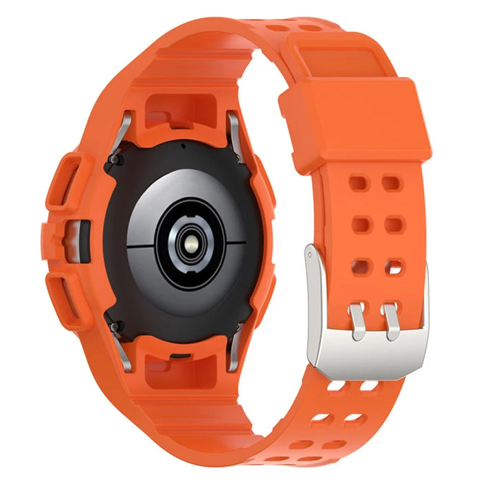 For Samsung Galaxy Watch4 44mm Smart Watch Soft TPU Replacement Strap Integrated with Watch Case - Orange - 2