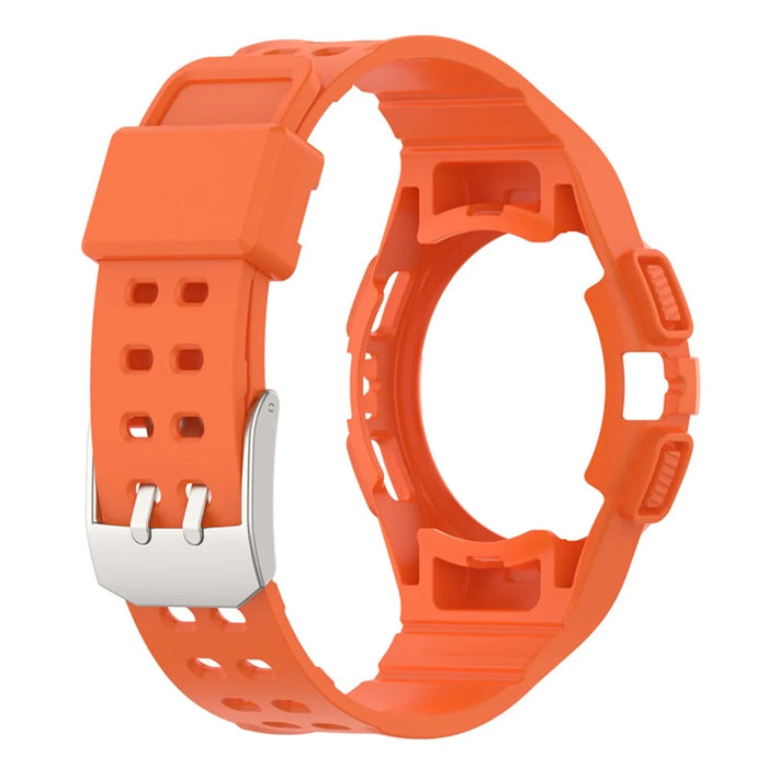 For Samsung Galaxy Watch4 44mm Smart Watch Soft TPU Replacement Strap Integrated with Watch Case - Orange - 3