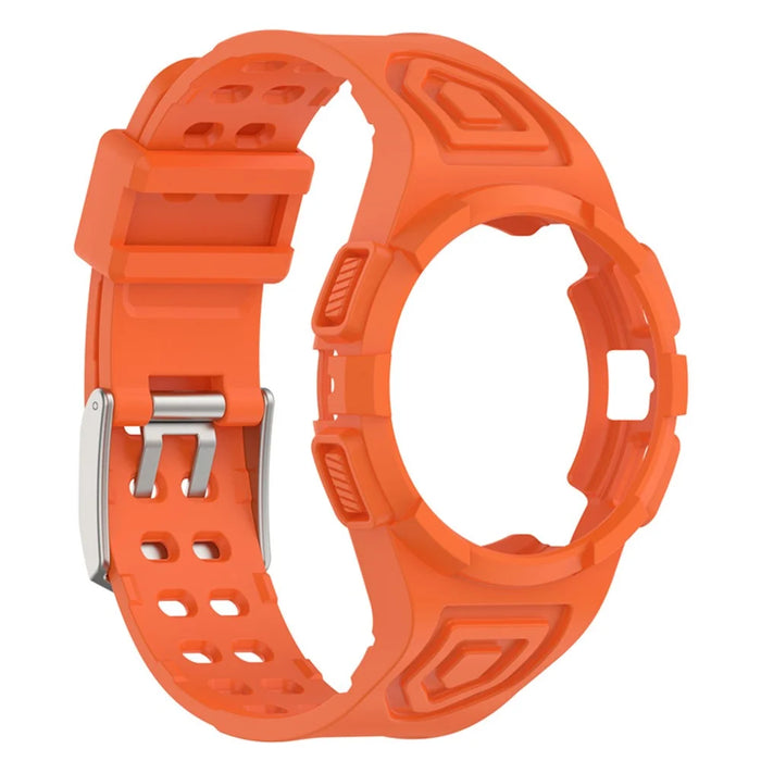 For Samsung Galaxy Watch4 44mm Smart Watch Soft TPU Replacement Strap Integrated with Watch Case - Orange - 4