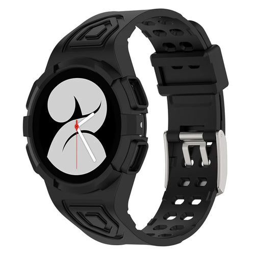 For Samsung Galaxy Watch4 40mm One-piece Soft TPU Smart Watch Replacement Wrist Strap with Watch Case - Black - 1