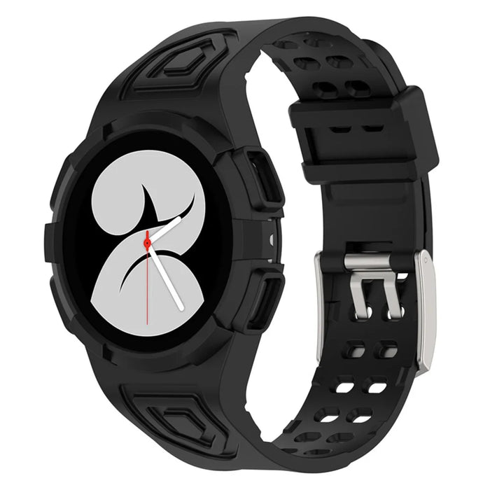 For Samsung Galaxy Watch4 40mm One-piece Soft TPU Smart Watch Replacement Wrist Strap with Watch Case - Black - 1