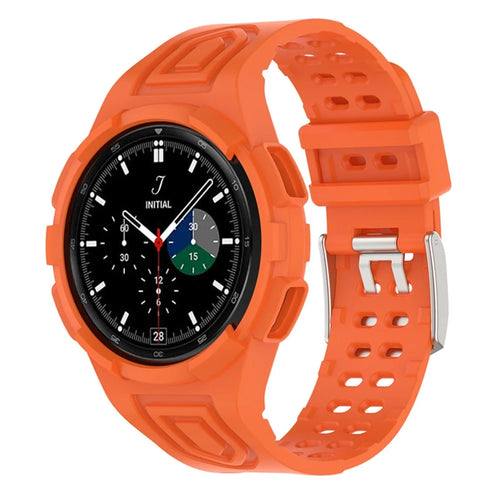 For Samsung Galaxy Watch4 Classic 46mm Smart Watch Strap Soft TPU Wrist Band Integrated with Watch Case - Orange - 1