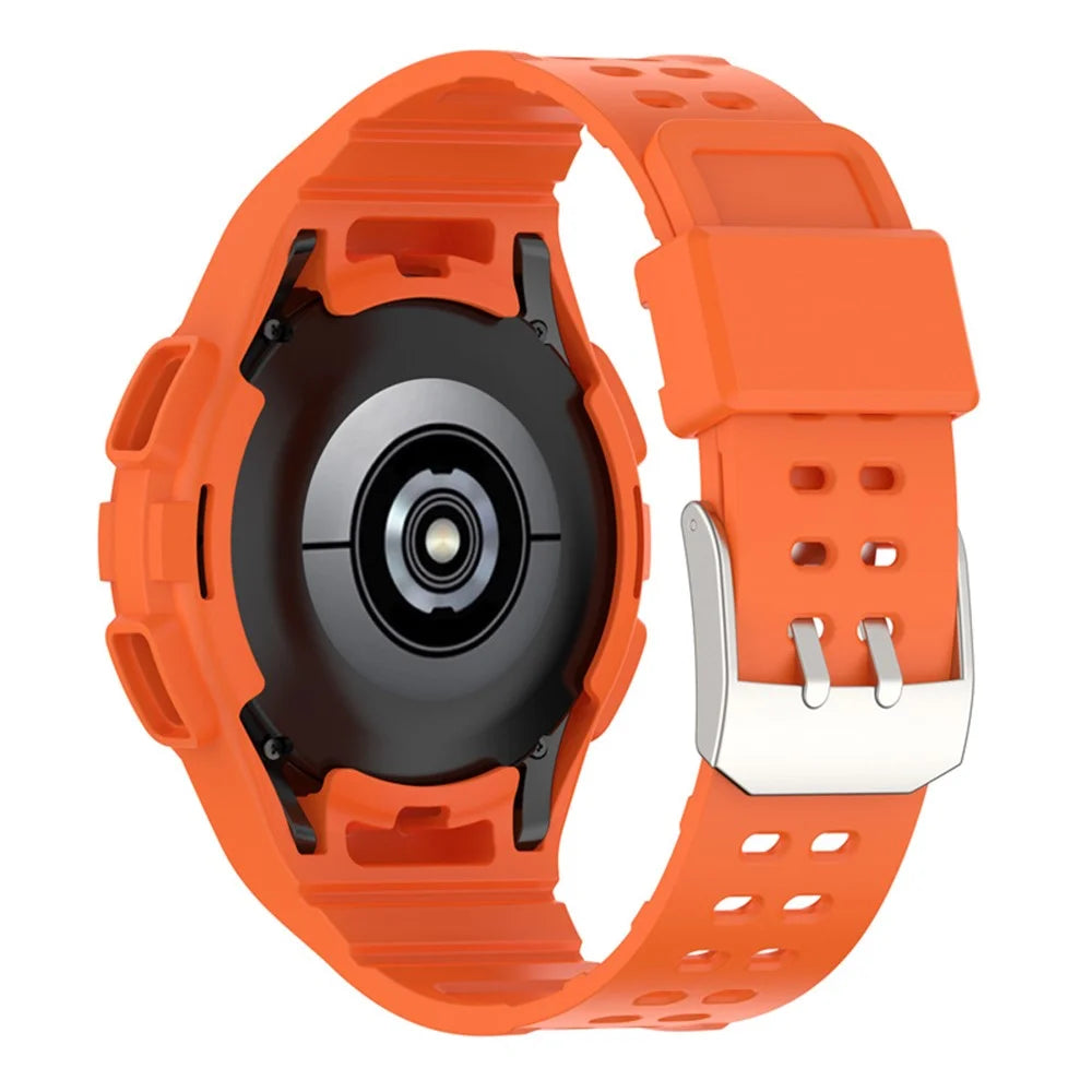 For Samsung Galaxy Watch4 Classic 46mm Smart Watch Strap Soft TPU Wrist Band Integrated with Watch Case - Orange - 2