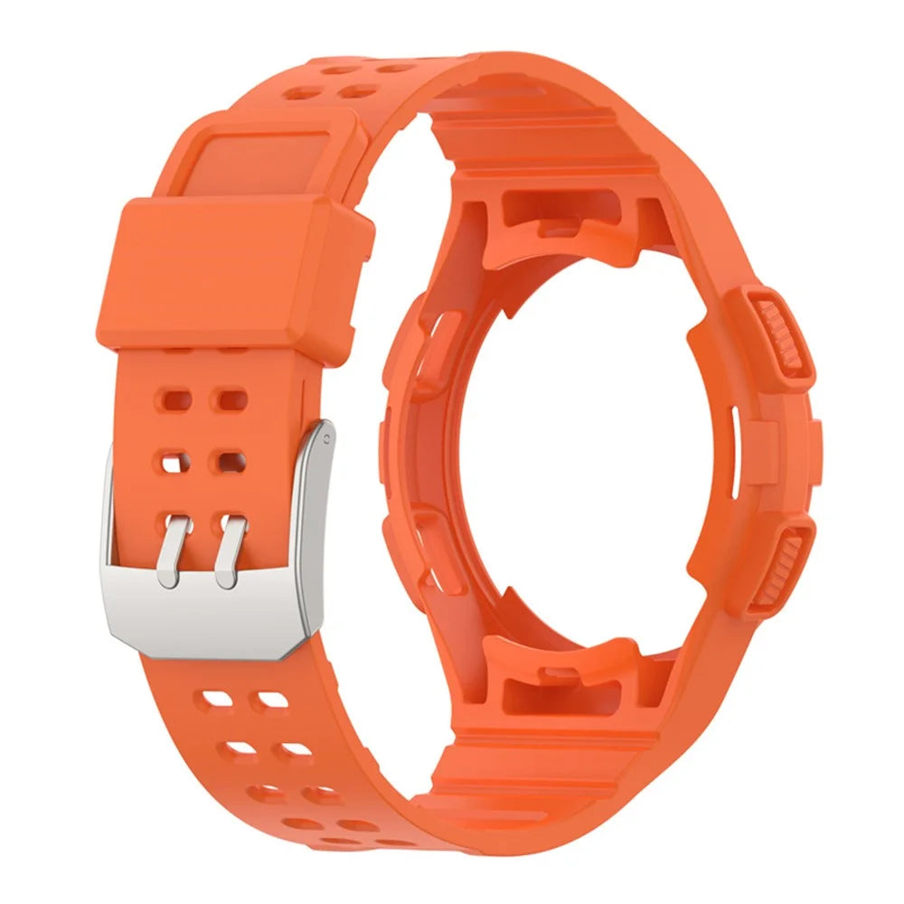 For Samsung Galaxy Watch4 Classic 46mm Smart Watch Strap Soft TPU Wrist Band Integrated with Watch Case - Orange - 3