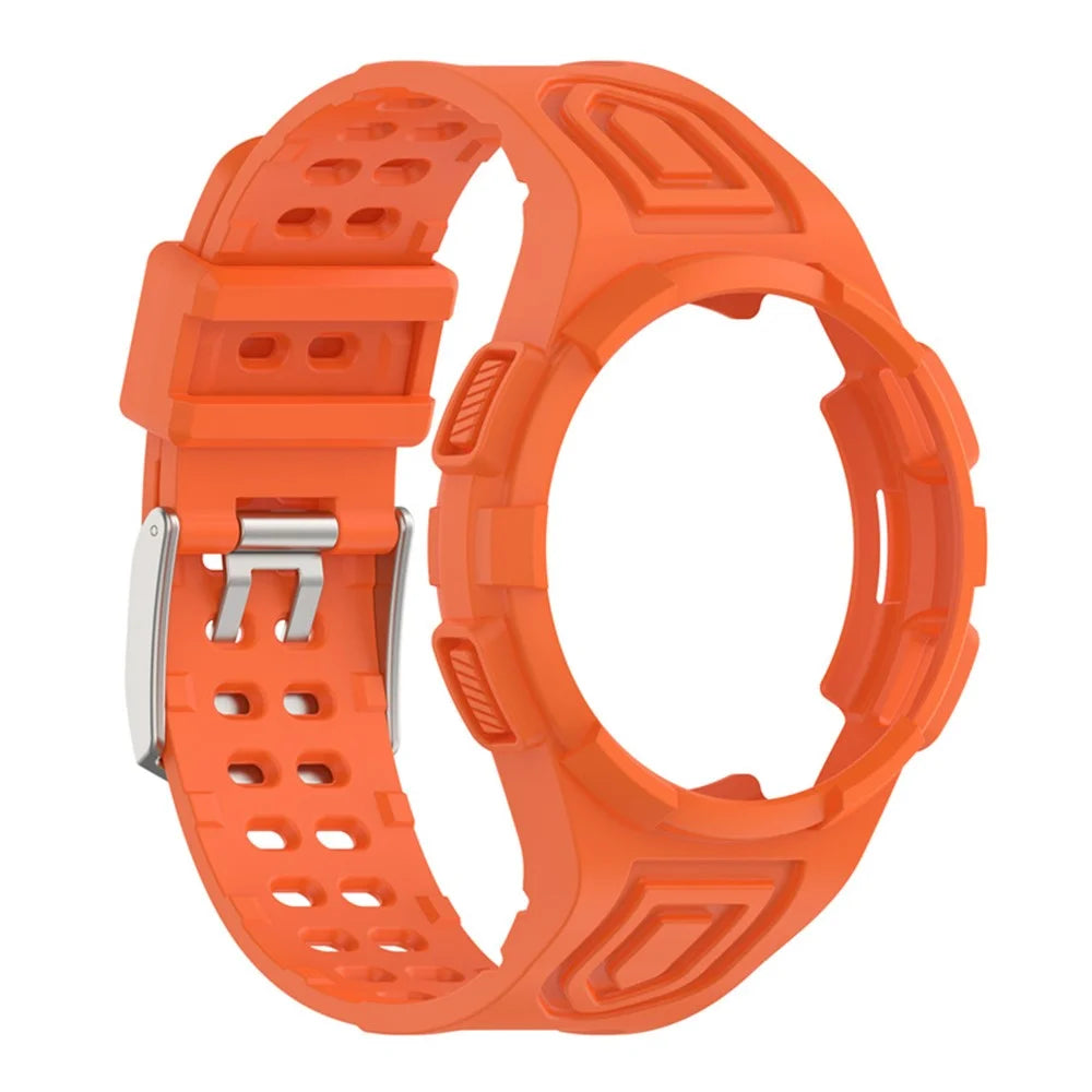 For Samsung Galaxy Watch4 Classic 46mm Smart Watch Strap Soft TPU Wrist Band Integrated with Watch Case - Orange - 4