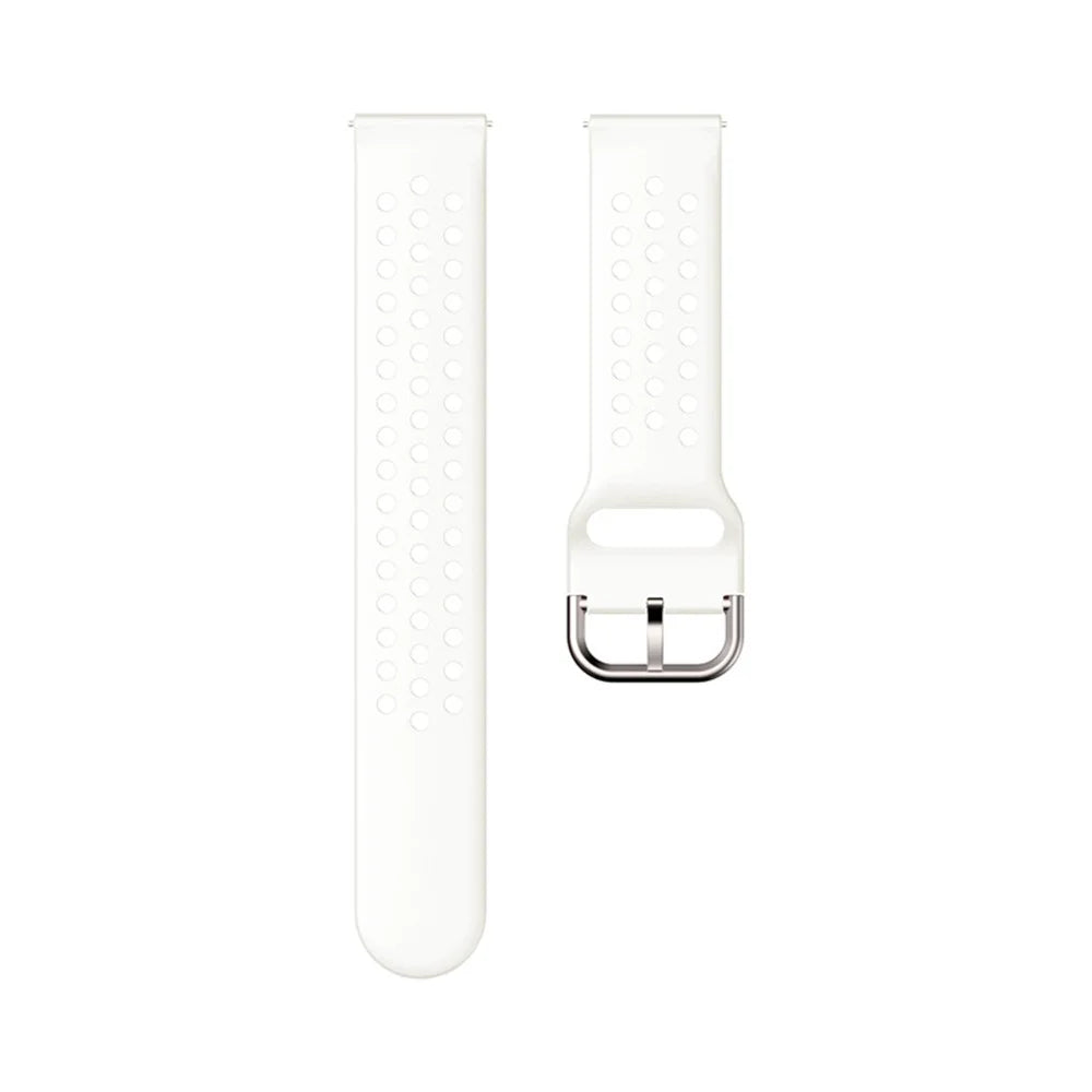 For Samsung Galaxy Watch3 45mm SM-R840 / Garmin Vivoactive 4 Watch Band 22mm Round Holes Quick Release Silicone Strap - White / Silver Buckle - 2