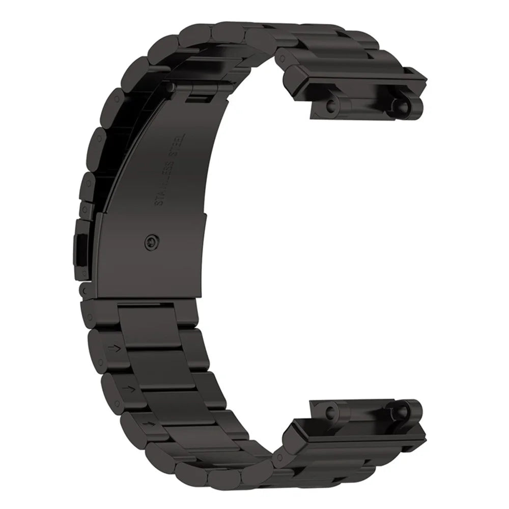 For Huami Amazfit T-Rex 2 Three-bead Stainless Steel Wrist Strap Anti-scratch Smart Watch Band with Buckle - Black - 4