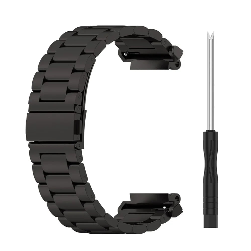 For Huami Amazfit T-Rex 2 Three-bead Stainless Steel Wrist Strap Anti-scratch Smart Watch Band with Buckle - Black - 6