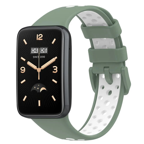 For Xiaomi Mi Band 7 Pro Dual Color Watch Strap Adjustable Silicone Watchband Replacement - Light Green / White - 1