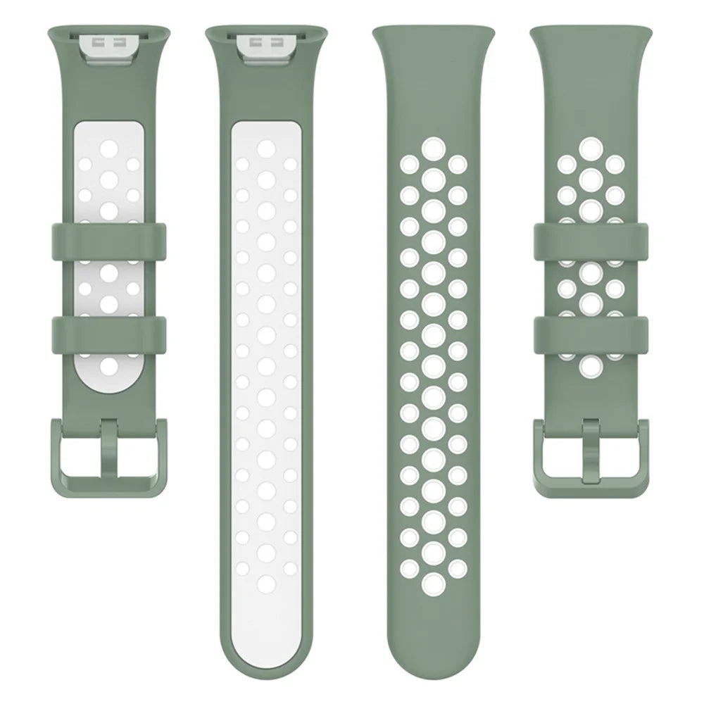 For Xiaomi Mi Band 7 Pro Dual Color Watch Strap Adjustable Silicone Watchband Replacement - Light Green / White - 5