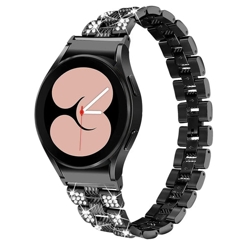 For Samsung Galaxy Watch4 Classic 42mm / 46mm / Watch4 Active 40mm 44mm Rhinestone Decor Zinc Alloy Watch Band Watchband 20mm Replacement Wrist Strap - Black - 1