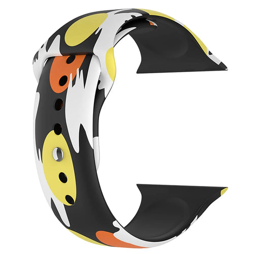 For Apple Watch Series 11 10 42mm / 9 8 7 41mm / SE3 SE2 SE 6 5 4 40mm / 3 2 1 38mm Halloween Pattern Silicone Watch Band Replacement Wrist Strap, Size: S / M - Yellow / Orange Ghosts - 1