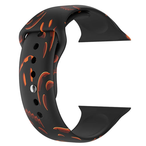 For Apple Watch Ultra 3 2 1 49mm / Series 11 10 46mm / 9 8 7 45mm / SE3 SE2 SE 6 5 4 44mm / 3 2 1 42mm Halloween Pattern Watch Band Silicone Wrist Strap, Size: S / M - Black Pumpkins - 1