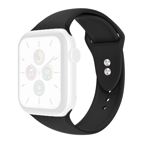 For Apple Watch Ultra 3 2 1 49mm / Series 11 10 46mm / 9 8 7 45mm / SE3 SE2 SE 6 5 4 44mm / 3 2 1 42mm Wrist Strap Silicone Watchband with Double Buttons Buckle, Size S / M - Black - 1