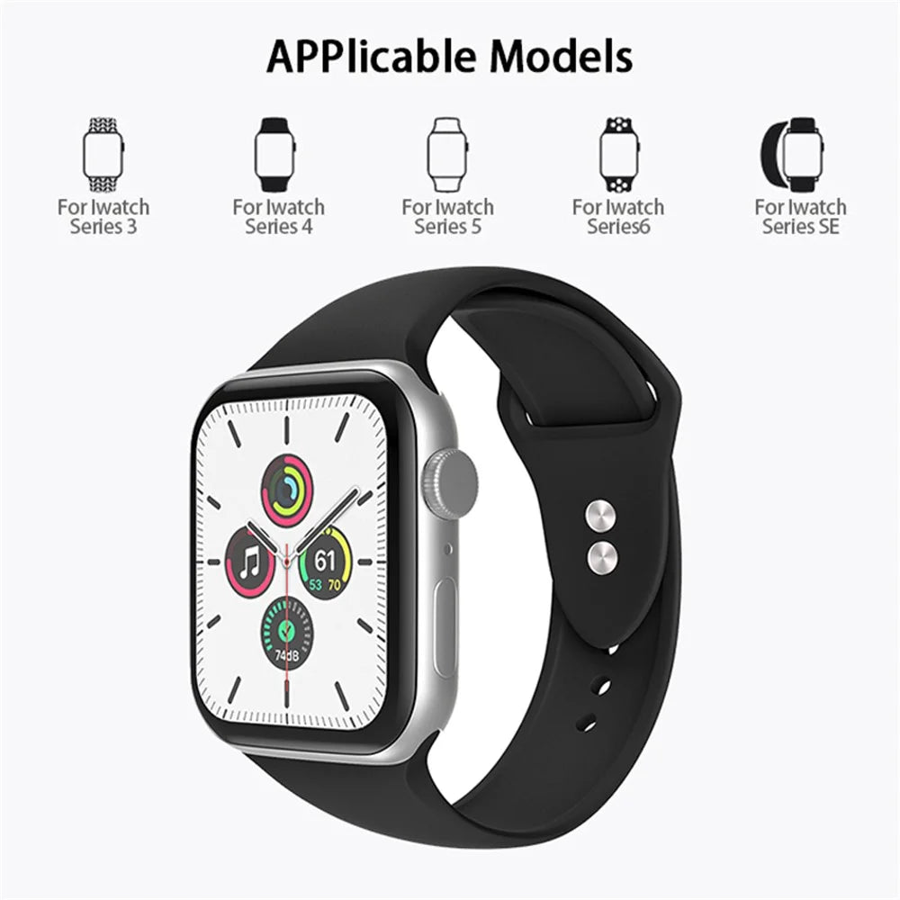 For Apple Watch Ultra 3 2 1 49mm / Series 11 10 46mm / 9 8 7 45mm / SE3 SE2 SE 6 5 4 44mm / 3 2 1 42mm Wrist Strap Silicone Watchband with Double Buttons Buckle, Size S / M - Black - 6