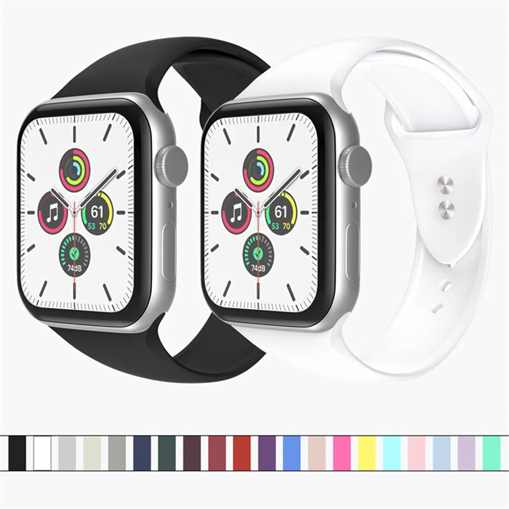 For Apple Watch Ultra 3 2 1 49mm / Series 11 10 46mm / 9 8 7 45mm / SE3 SE2 SE 6 5 4 44mm / 3 2 1 42mm Wrist Strap Silicone Watchband with Double Buttons Buckle, Size S / M - Black - 7
